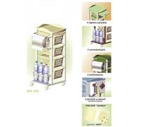 CARRELLO CUCINA MULTIUSO DI SERVIZIO PORTAFRUTTA IN METALLO E ABS CON RUOTE