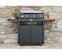 Carrello cucina nero con ripiani laterali push and pull