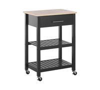 Carrello cucina nero legno di pino e mdf Hiuma