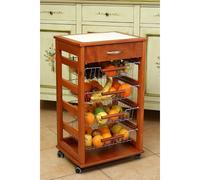 Carrello Cucina Portafrutta con Cassetto Portaoggetti CILIEGIO