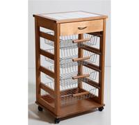 Carrello Cucina Portafrutta con Cassetto Portaoggetti ROVERE