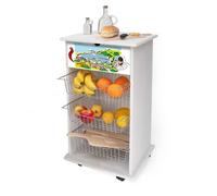 Carrello cucina portafrutta legno WHITE NAPOLI CARTOON salvaspazio 40X45H85 cm