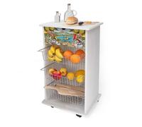 Carrello cucina portafrutta legno WHITE NAPOLI PULCINELLA salvaspazio 40X45H85 c