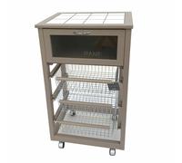 CARRELLO CUCINA PORTAPANE PORTAFRUTTA IN LEGNO CON CASSETTI RUOTE SALVASPAZIO