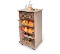 Carrello cucina salvaspazio in legno NEW VINTAGE LEAVES TILES Portafrutta multiuso misure 47x39 Altezza 85 cm