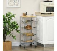 Carrello Cucina Salvaspazio Ruote 4 Cesti Acciaio Legno 36.5 * 36.5 * 89cm Description:Questo versatile carrello HOMCOM è pensato per tenere tutto l'occorrente per la cucina in un piccolo spazio. Si a