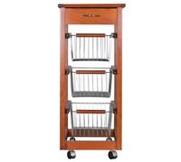 Carrello cucina SLIM in legno di faggio 3 cesti e 1 cassetto CILIEGIO