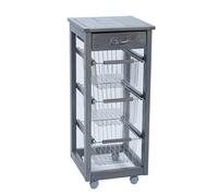 Carrello cucina SLIM in legno di faggio 3 cesti e 1 cassetto GRIGIO