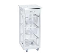 Carrello cucina SLIM in legno di faggio 3 cesti e 1 cassetto LACCATO BIANCO