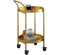 Carrello da bar a 2 ripiani in metallo dorato Carrello per bevande rotante, mensola portaoggetti sottile, mini carrello rotondo per bevande, elegante espositore angolare