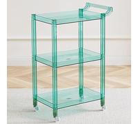 Carrello da bar a 3 livelli con maniglia Carrello mobile per bevande per vino Carrello da portata multifunzionale per sala da pranzo Soggiorno Cucina - Colore verde