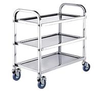 Carrello da bar a 3 ripiani in acciaio inox, versatile carrello per vino e tè, per cucina di casa o hotel, carrello da pranzo con design elegante