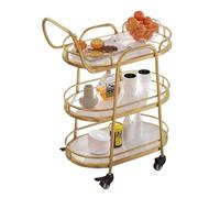 Carrello da bar dorato a 2 livelli con ruote, carrello portaoggetti da cucina, per casa, camera da letto all'aperto, elegante stazione di servizio per bevande