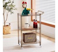 Carrello da Bar in Acrilico, Carrello A 3 Livelli con Ruote E Maniglia, Organizer per Portaoggetti per Tavolino Laterale Trasparente, Carrello per Vino Mobile Multi, Gray, 16.7 x 12.2 x 29 inch