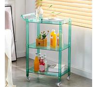 Carrello da bar in acrilico con ruote e maniglia, organizer mobile a 3 livelli per cucina, sala da pranzo, soggiorno, funzionale portabottiglie e carrello da portata