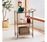 Carrello da bar in acrilico con ruote e maniglia, organizer mobile a 3 livelli per cucina, sala da pranzo, soggiorno, funzionale portabottiglie e carrello da portata