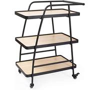 Carrello da bar in legno e metallo con ruote, carrello a 3 livelli per bevande, cibo e prodotti di bellezza essenziali, perfetto per intrattenere patio e giardino