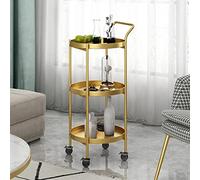 Carrello da bar in metallo a 3 livelli con ruote Mensola angolare rotante Scaffale decorativo Elegante carrello per bevande Mini carrello rotondo