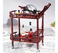 Carrello da bar mobile - postazione di servizio bevande in legno a 2 livelli, mini bar Rolg per piccoli spazi, cucina e sala da pranzo, elegante carrello marrone per bevande