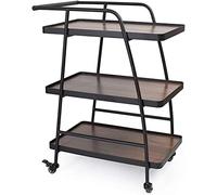 Carrello da bar moderno a 3 ripiani per hotel e ristorante in legno e metallo con ruote bloccabili, facile da montare, 85 x 60 x 40 cm, elegante carrello per servire l'intrattenimento