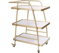 Carrello da bar moderno a 3 ripiani per hotel e ristoranti, in legno e metallo, con ruote bloccabili, facile da montare, 85 x 60 x 40 cm, soluzione elegante per servire e esporre