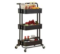 Carrello da bar nero a 3 ripiani, versatile per cucina, ufficio, soggiorno, bagno, ristoranti e hotel, elegante carrello da portata per feste ed eventi