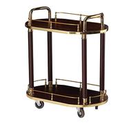 Carrello da bar per servire bevande e tè, tavolino dorato su ruote, art deco, cocktail party, mobili, tavolino moderno, a 2 ripiani (oro) (marrone) (marrone)