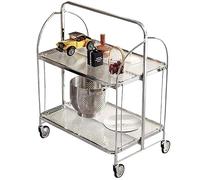Carrello da bar pieghevole con ruote, carrello da portata per la casa, per bevande, caffè e tè, carrello per bevande arrotolabili per cucina e feste, finitura trasparente