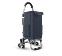 Carrello da campeggio pieghevole con 6 ruote Carrello per la spesa portatile Capacità 36L Design Telaio in alluminio Borsa termica isolata Blu marino