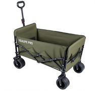 Carrello da campeggio pieghevole resistente, capacità 70 l, carrello da spiaggia per tutti i terreni con ruote da 25,4 cm, pieghevole per festival e giardino, colore verde militare