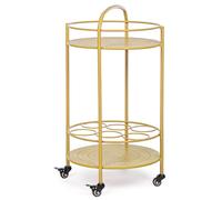 Carrello da Cucina 45x81 cm con Portabottiglie e Ruote in Acciaio Ocra