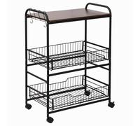 Carrello da Cucina 60x38x85,5 cm in Legno e Metallo Nero