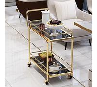 Carrello da cucina a 2 ripiani nero con ruote per vino, birra, tè, caffè, cibo e dessert, carrello multifunzione con manico, perfetto per casa ed eventi