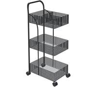 Carrello da cucina a 3 livelli con ruote, ripiano in metallo, scaffale multiuso in ferro per camera da letto, cucina e bagno, design robusto