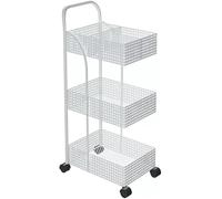 Carrello da cucina a 3 livelli con ruote, ripiano in metallo, scaffale multiuso in ferro per camera da letto, cucina e bagno, design robusto