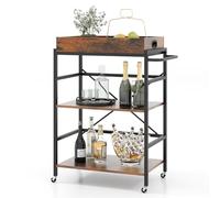 Carrello da cucina a 3 livelli con vassoio rimovibile 2 in 1 Carrello da bar industriale nizer ripiani per sala da pranzo, soggiorno e ristorante - Soluzione versatile per riporre oggetti.