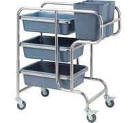 Carrello da cucina a 3 livelli in acciaio inox, multifunzione, portatile, carrello da pranzo rimovibile per uso domestico e hotel, facile mobilità