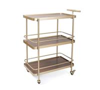 Carrello da cucina a 3 livelli in metallo e legno con ruote e manico, perfetto per servire dessert e bevande, soluzione versatile per la casa e l'intrattenimento.