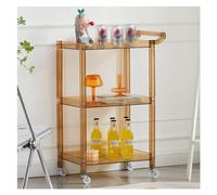 Carrello da cucina a 3 livelli marrone con barra di rotolamento in acrilico, carrello per caffè/tè e utensili di bellezza, versatile carrello multiuso per casa ed eventi
