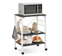 Carrello da cucina a 3 ripiani con ruote bloccabili, ripiano regolabile in metallo per casa, sala da pranzo e soggiorno, ideale per panettieri e soluzione di archiviazione