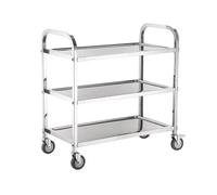 Carrello da cucina a 3 ripiani in acciaio inox con 4 ruote silenziose, carico massimo 50 kg, tavolo versatile per casa, hotel, salone di bellezza e uso commerciale