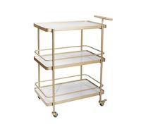 Carrello da cucina a 3 ripiani in metallo e legno, con ruote e manico, perfetto per servire dessert e bevande, soluzione salvaspazio ideale per casa ed eventi