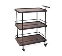 Carrello da cucina a 3 ripiani in metallo e legno, con ruote e maniglia, perfetto per servire dessert e bevande, design versatile ed elegante, ideale per uso domestico e ristorazione