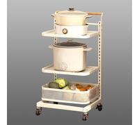 Carrello da cucina a 3 ripiani, pieghevole, con cestello girevole, per cantare e cantare, per bagno e dispensa, colore: bianco