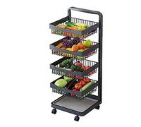Carrello da cucina a 3 ripiani su ruote, scaffale per verdure e cesto di frutta con manico per soggiorno e dispensa, versatile carrello da cucina a isola