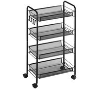 Carrello da Cucina a 4 Ripiani 45x26,5x84 cm in Acciaio e Polipropilene Nero