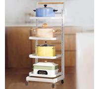 Carrello da cucina a 4 ripiani per pentole, padelle e utensili, salvaspazio, carrello da cucina e cassetto nizer, facile mobilità e uso versatile