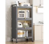 Carrello da cucina a 5 livelli con ruote di bloccaggio, struttura in metallo, per utensili, pentole e ciotole, porta visibile, organizer versatile da cucina