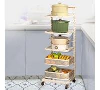 Carrello da cucina a rullo bianco - 5 ripiani e 2 cesti, perfetto per dispensa, scaffale per verdure, armadio da cucina, gamma et nisation.