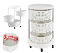 Carrello da Cucina Acciaio Inossidabile 3 Ripiani Apribili Carrellino Salvaspazi